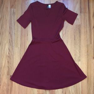 Maroon cutout skater dress